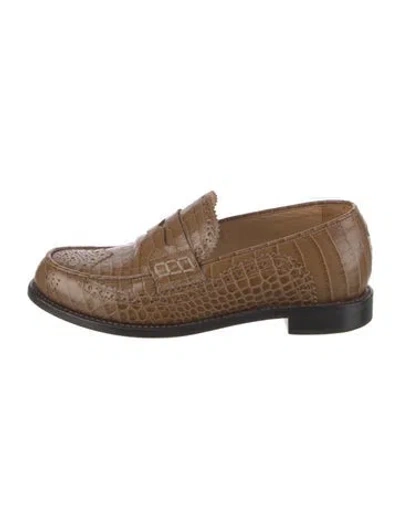 Pre-owned The Office Of Angela Scott Embossed Leather Loafers In Neutral