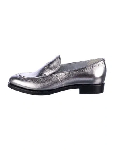 Pre-owned The Office Of Angela Scott Leather Studded Accents Loafers