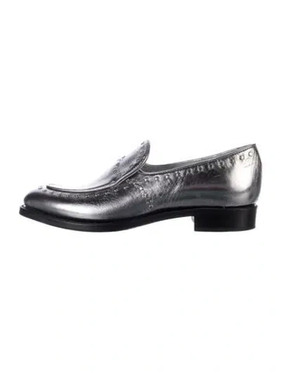 Pre-owned The Office Of Angela Scott Leather Studded Accents Loafers