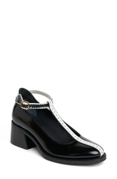 The Office Of Angela Scott Miss Beverly Ankle Strap Pump In Black And White