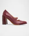The Office Of Angela Scott Miss Eliza Mary Jane Pointed Cap Toe Pump In Berry Croc