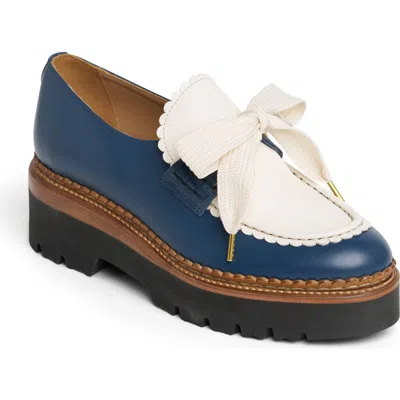 The Office Of Angela Scott Miss Elsie Lug Sole Loafer In Navy And White