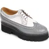 The Office Of Angela Scott Miss Lucy Wingtip Platform Derby In Silver