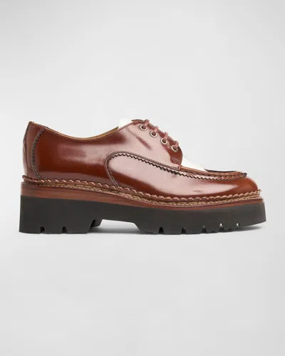 The Office Of Angela Scott Mr. Teddy Bicolor Leather Oxford Loafers In Cognac &amp; White