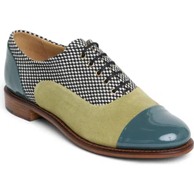 The Office Of Angela Scott Ms. Baker Cap Toe Oxford In Sage Checkerboard