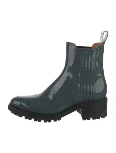 Pre-owned The Office Of Angela Scott Patent Leather Boots In Blue