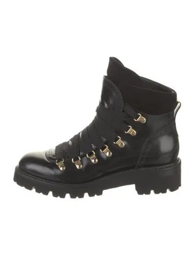Pre-owned The Office Of Angela Scott Patent Leather Combat Boots In Black