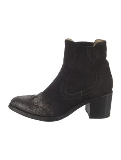 Pre-owned The Office Of Angela Scott Suede Lasercut Accents Chelsea Boots In Multi