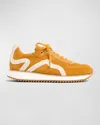 The Office Of Angela Scott The Remi Perforated Suede Low-top Sneakers In Marigold