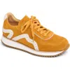 The Office Of Angela Scott The Remi Perforated Suede Low-top Sneakers In Marigold