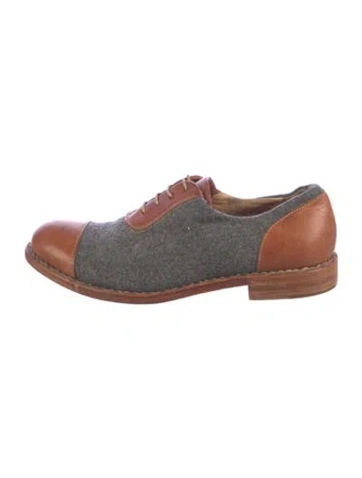 Pre-owned The Office Of Angela Scott Wool Tweed Pattern Oxfords In Grey