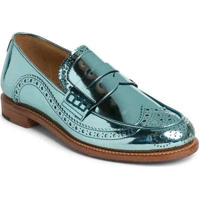 The Office Of Us Metallic Penny Loafer In Blue