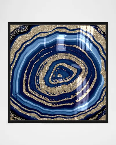 The Oliver Gal Artist Co. Deep Night Shimmer Agate Hand-embellished Framed Giclee In Blue