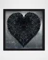 The Oliver Gal Artist Co. Glittering Noir Feather Heart Wall Art In Black