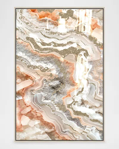 The Oliver Gal Artist Co. Peach Geode Hand-embellished Framed Giclee In Neutral