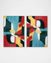 The Oliver Gal Artist Co. Textured Duo Hand-embellished Framed Giclees, Set Of 2 In Red