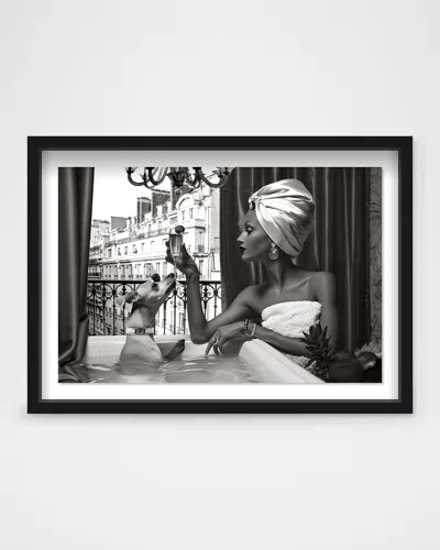 The Oliver Gal Artist Co. Tropical Bath Noir Framed Wall Art Print In Black
