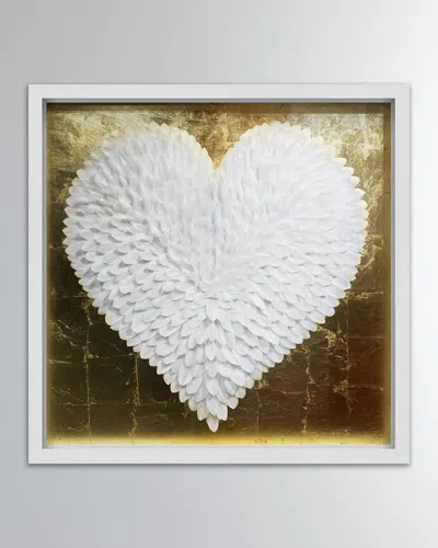 The Oliver Gal Artist Co. White And Gold Feather Heart, 32"