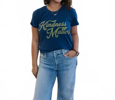 The Original Retro Brand Kindness Matters Short Sleeve Tee In Vintage Navy In Blue