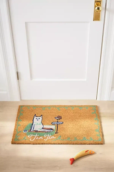 The Original Tinned Fish Candle By Tinned Candle The Original Tinned Fish Candle Cat Printed Coir Doormat In Mint