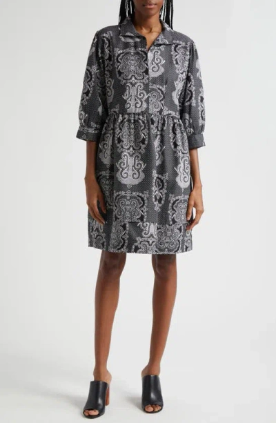 The Oula Company Day Cotton Shift Dress In Black White