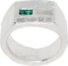 The Ouze Emerald Hallmark Signet Ring In Metallic