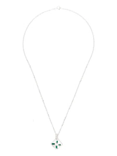 The Ouze Emerald Morries Necklace In Silver