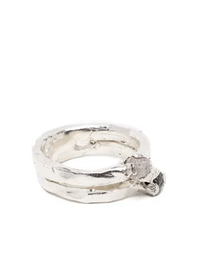 The Ouze Fused Raw Diamond Ring In Silver