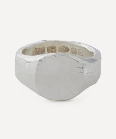 The Ouze Mens Sterling Silver Plain Round Signet Ring
