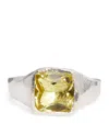 The Ouze Recycled Sterling Silver And Lemon Quartz Signet Ring In Silver