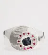 The Ouze Recycled Sterling Silver, Sapphire And Ruby Island Signet Ring In Silver