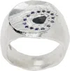 The Ouze Sapphire Halo Signet Ring In Metallic