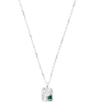 The Ouze Sterling Silver And Emerald Bayliss Necklace In Metallic