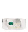 The Ouze Sterling Silver And Emerald Hallmark Signet Ring In Silver