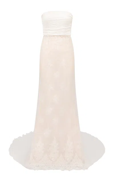 The Own Studio Exclusive Exclusive Crushed Silk-lace Gown In Ivory