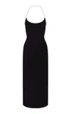 The Own Studio Exclusive Exclusive Crystal Detailed Strap Crepe Dress In Black