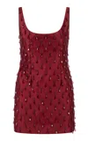 The Own Studio Exclusive Exclusive Crystal Droplet Embellished Mini Dress In Burgundy