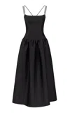 The Own Studio Exclusive Exclusive Mikado Drop Waist Dress In Black