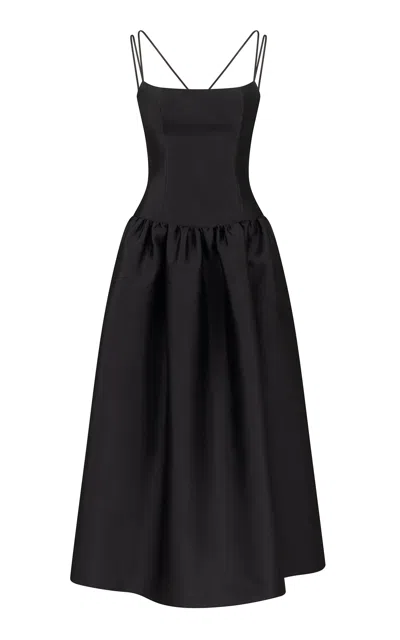 The Own Studio Exclusive Exclusive Mikado Drop Waist Dress In Black