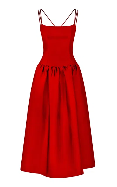 The Own Studio Exclusive Exclusive Mikado Drop Waist Dress In Red