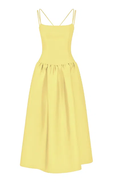 The Own Studio Exclusive Exclusive Mikado Drop Waist Dress In Yellow