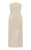 The Own Studio Exclusive Exclusive Sequined Crescent Neck Midi In Nude