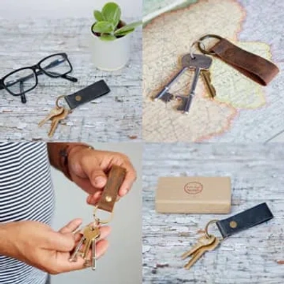 The Paper High Gift Co. Leather Keyring In Red