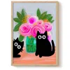 The Paper Tail Black Cats And Roses - Art Print - Medium