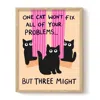 The Paper Tail Black / Pink Three Cats Art Print - Large In Multi