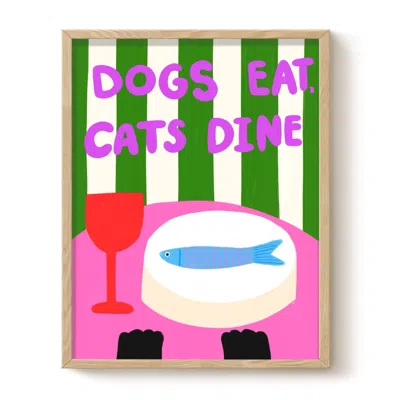 The Paper Tail Cats Dine - Art Print - Large In Multi