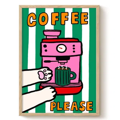 The Paper Tail Coffee Please - Cat Art Print - Large