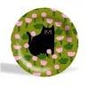 The Paper Tail Green / Pink Field Of Flowers - Ceramic Plate In Green