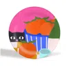 The Paper Tail Orange / Pink Table And Oranges - Cat Ceramic Plate In Multi