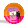 The Paper Tail Orange / Red Flowers And Olive Oil - Ceramic Plate In Multi